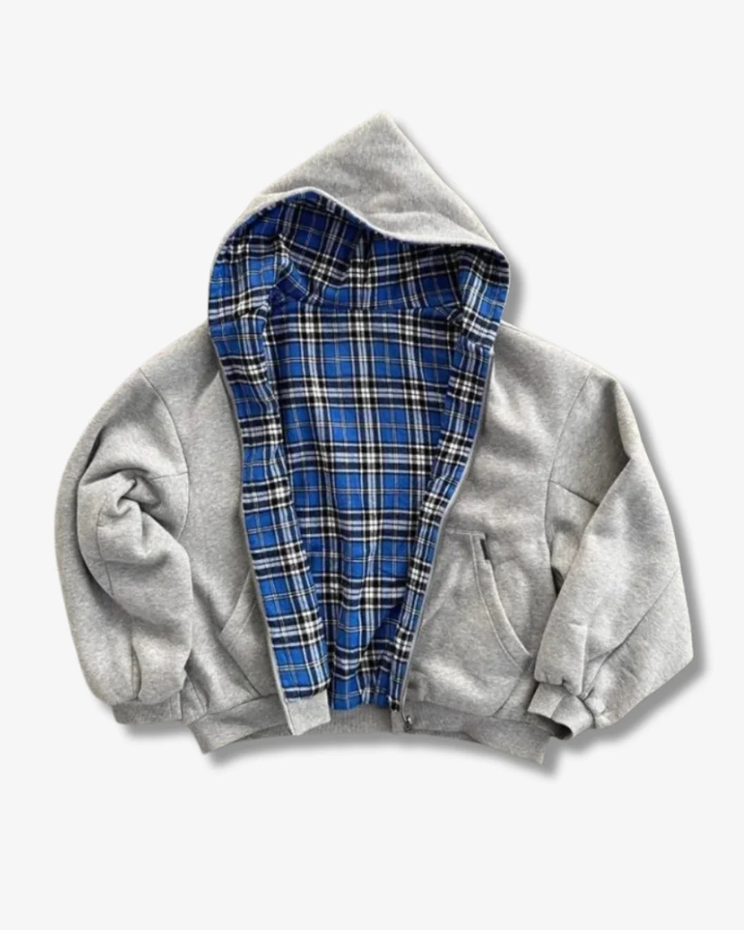 Plaid Lined Zip Hoodie