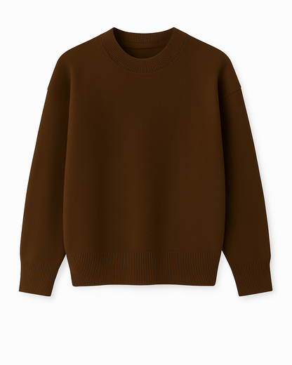 Relaxed Fit Rib Knit Crewneck Sweater