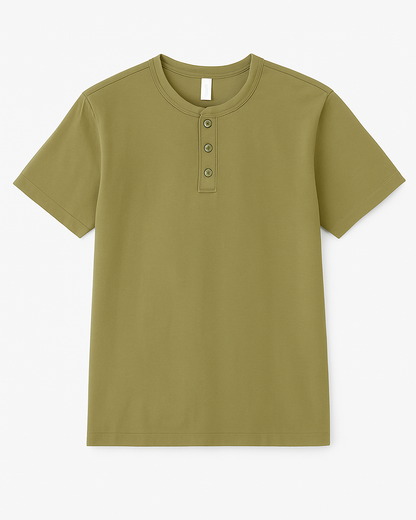 Relaxed Fit Linen Band Collar Shirt