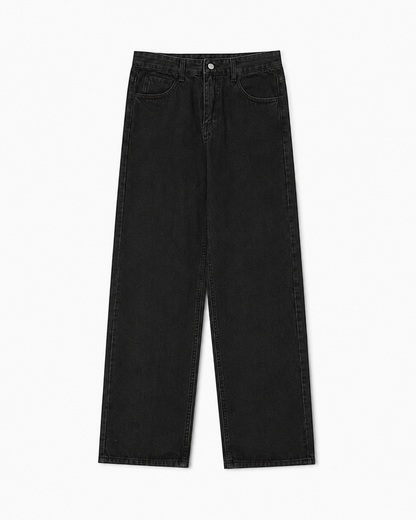 Straight Leg Washed Denim Jeans