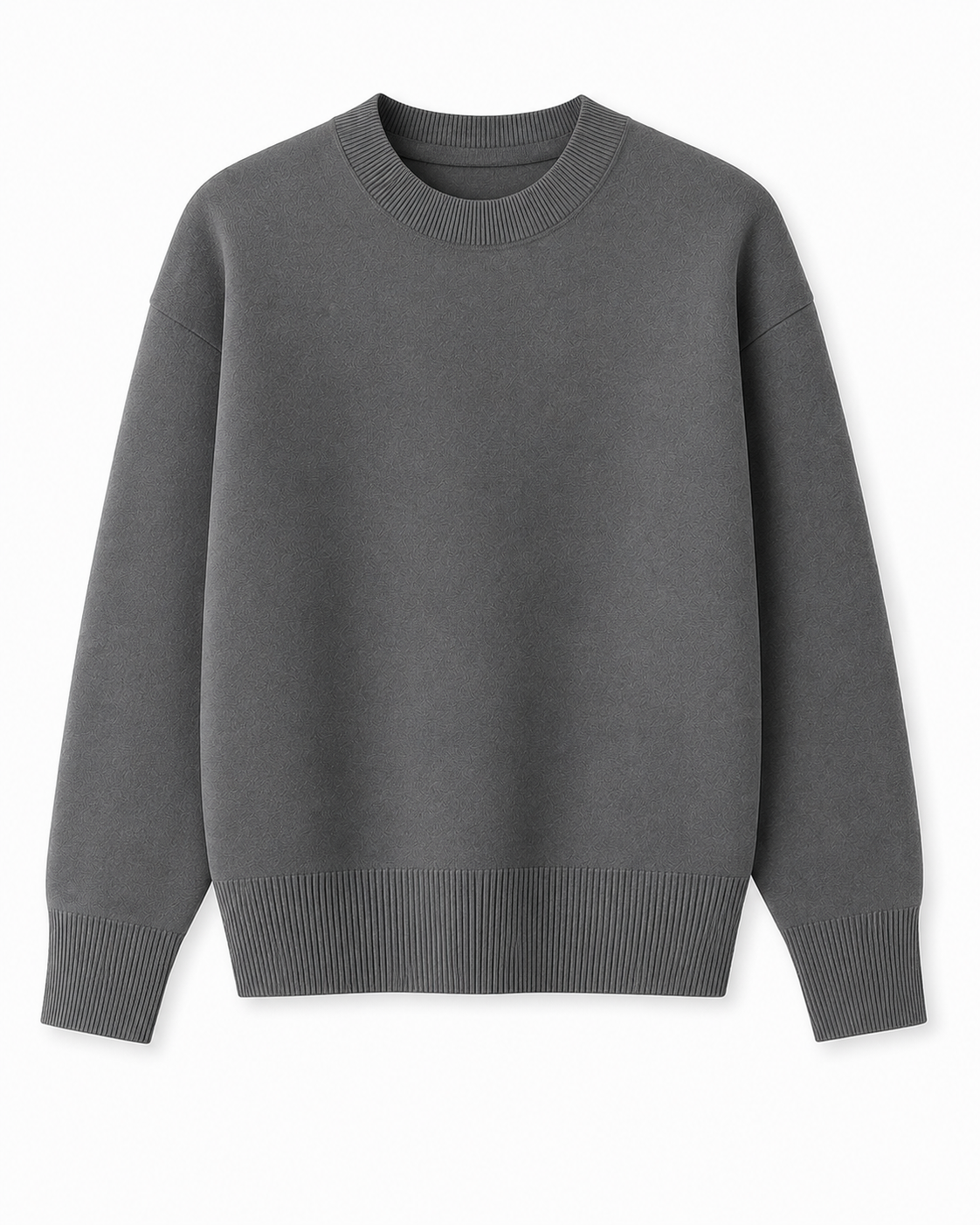 Relaxed Fit Rib Knit Crewneck Sweater