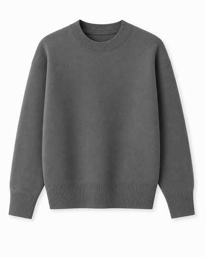 Relaxed Fit Rib Knit Crewneck Sweater