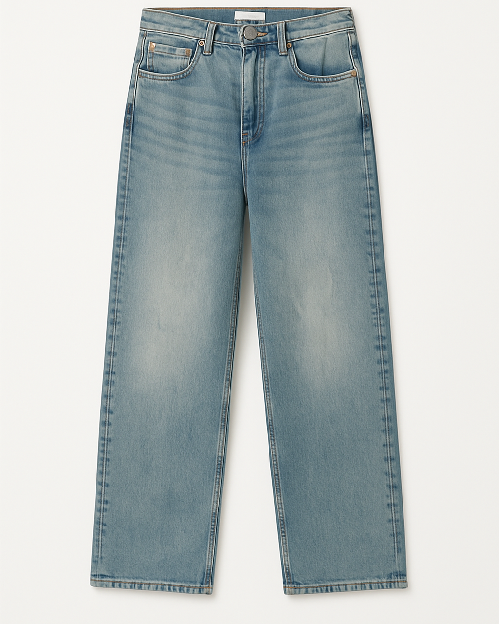 Relaxed Straight Leg Washed Jeans