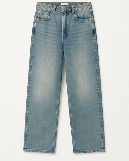 Relaxed Straight Leg Washed Jeans