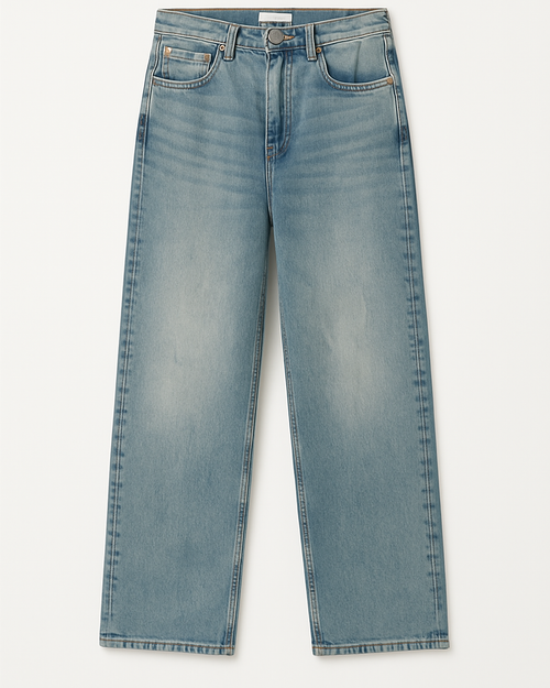 Relaxed Straight Leg Washed Jeans