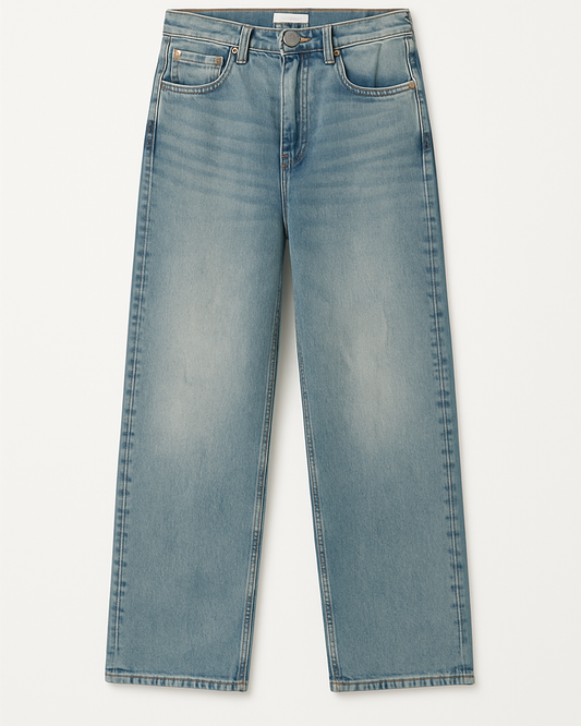 Relaxed Straight Leg Washed Jeans
