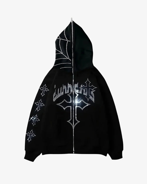 Midnight Cross Zip Hoodie