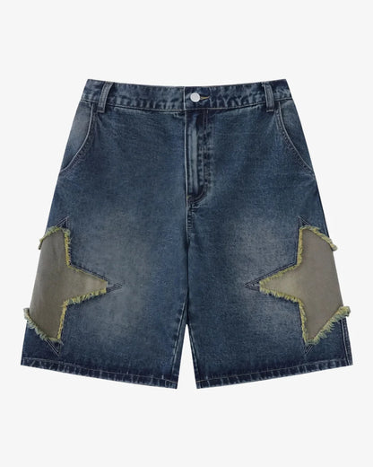 Patchwork Star Denim Shorts