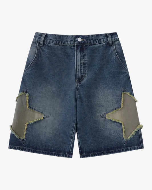 Patchwork Star Denim Shorts