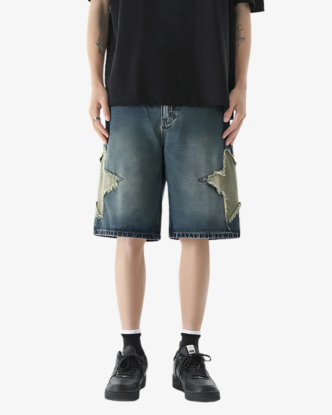 Patchwork Star Denim Shorts